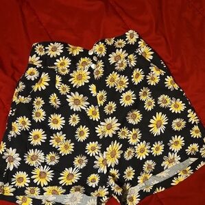 Floral Black and Yellow Daisy Shorts